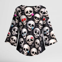 Emoji Skulls Kimono Sleeve Blouse Moodboard of the Dead