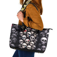 Emoji Skulls Leather Tote Bag Moodboard of the Dead
