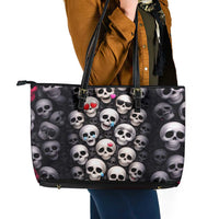 Emoji Skulls Leather Tote Bag Moodboard of the Dead