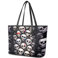 Emoji Skulls Leather Tote Bag Moodboard of the Dead