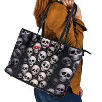 Emoji Skulls Leather Tote Bag Moodboard of the Dead