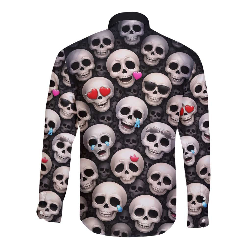 Emoji Skulls Long Sleeve Button Shirt Moodboard of the Dead