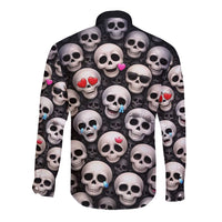 Emoji Skulls Long Sleeve Button Shirt Moodboard of the Dead