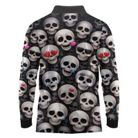 Emoji Skulls Long Sleeve Polo Shirt Moodboard of the Dead