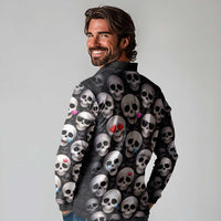 Emoji Skulls Long Sleeve Polo Shirt Moodboard of the Dead