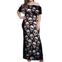 Emoji Skulls Off Shoulder Maxi Dress Moodboard of the Dead