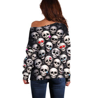 Emoji Skulls Off Shoulder Sweater Moodboard of the Dead