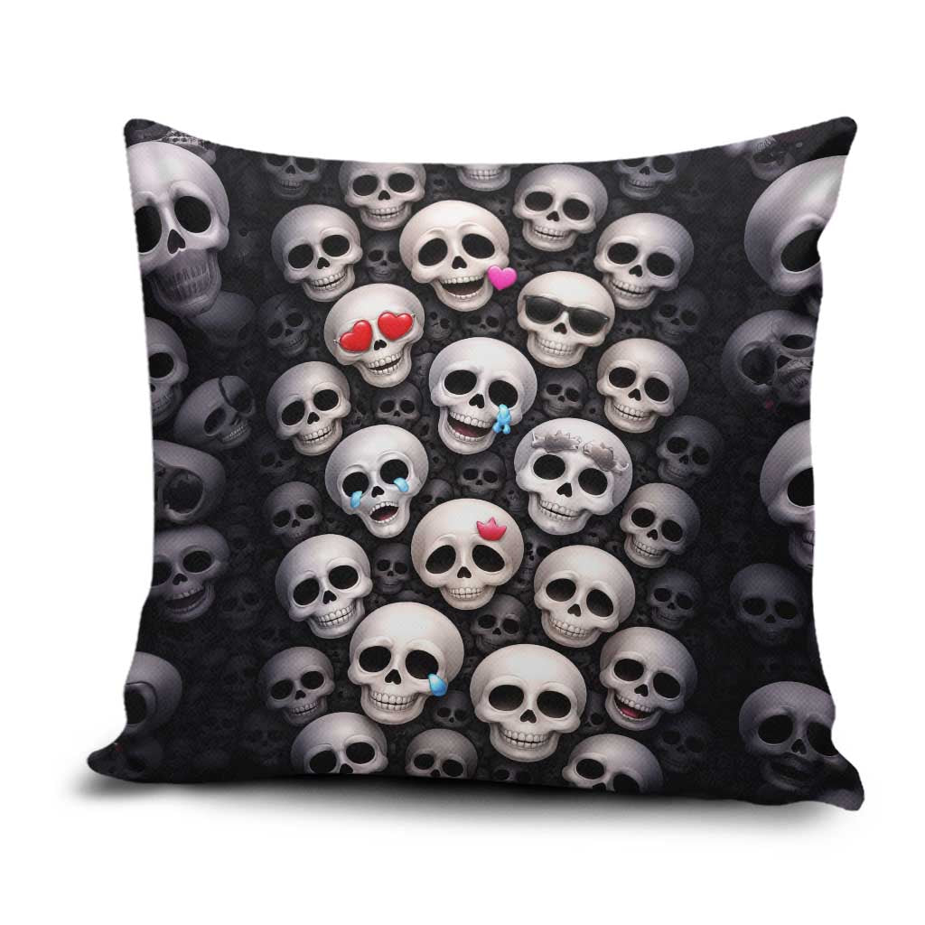 Emoji Skulls Pillow Cover Moodboard of the Dead