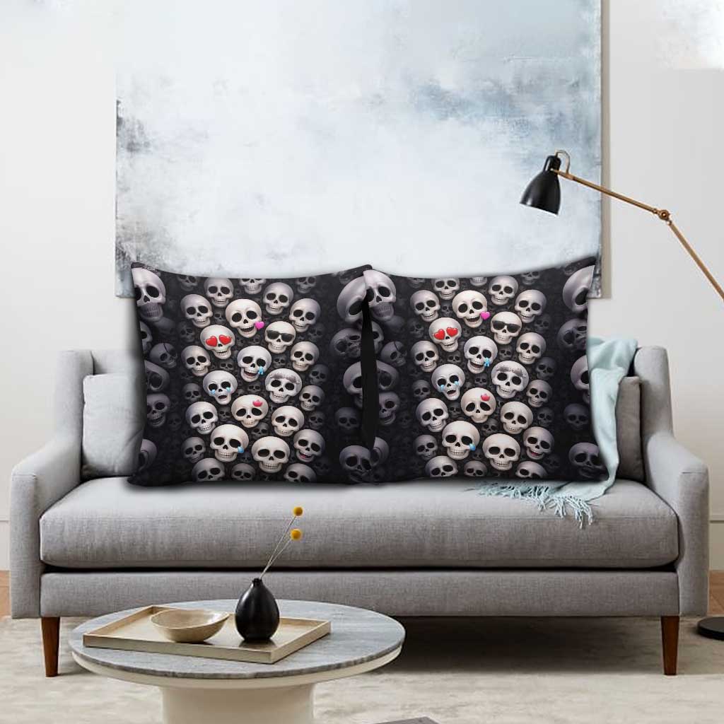 Emoji Skulls Pillow Cover Moodboard of the Dead