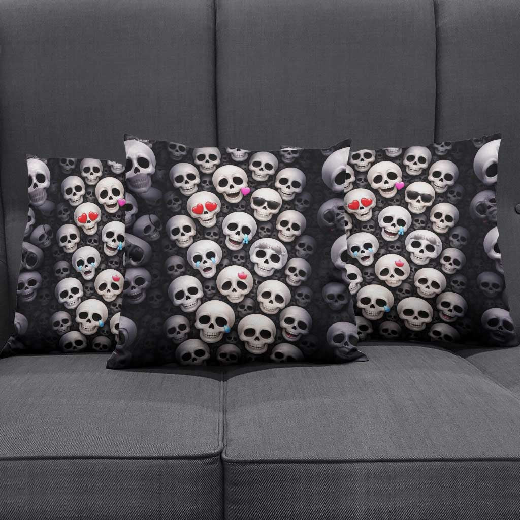 Emoji Skulls Pillow Cover Moodboard of the Dead
