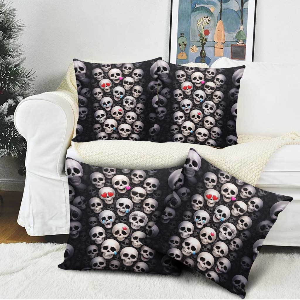 Emoji Skulls Pillow Cover Moodboard of the Dead
