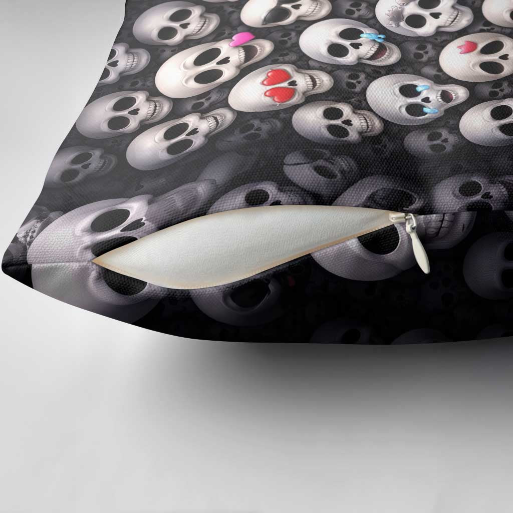 Emoji Skulls Pillow Cover Moodboard of the Dead