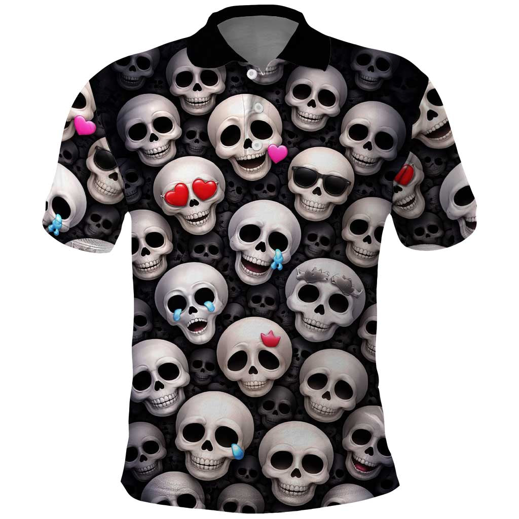 Emoji Skulls Polo Shirt Moodboard of the Dead