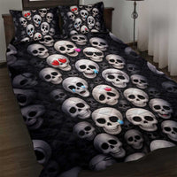 Emoji Skulls Quilt Bed Set Moodboard of the Dead