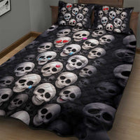Emoji Skulls Quilt Bed Set Moodboard of the Dead