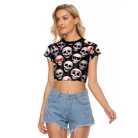 Emoji Skulls Raglan Cropped T Shirt Moodboard of the Dead