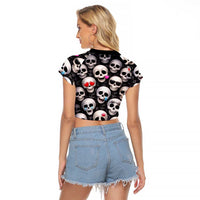 Emoji Skulls Raglan Cropped T Shirt Moodboard of the Dead
