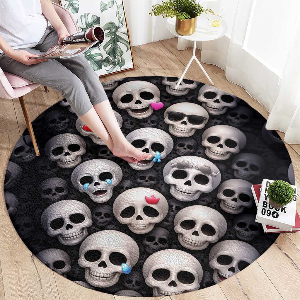 Emoji Skulls Round Carpet Moodboard of the Dead