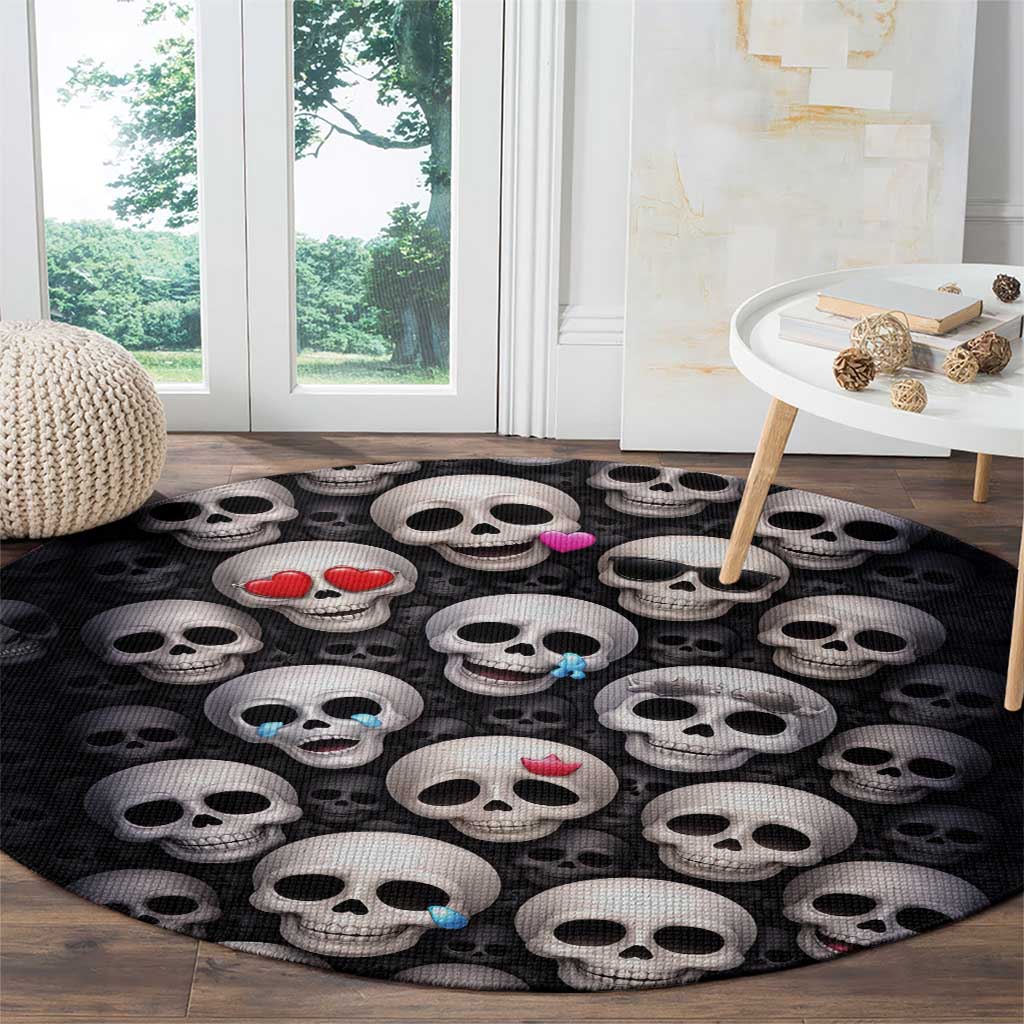 Emoji Skulls Round Carpet Moodboard of the Dead