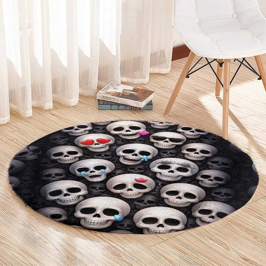 Emoji Skulls Round Carpet Moodboard of the Dead
