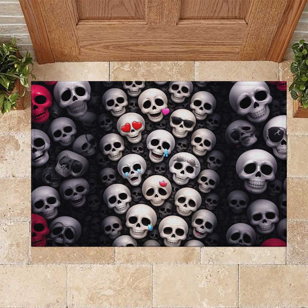 Emoji Skulls Rubber Doormat Moodboard of the Dead