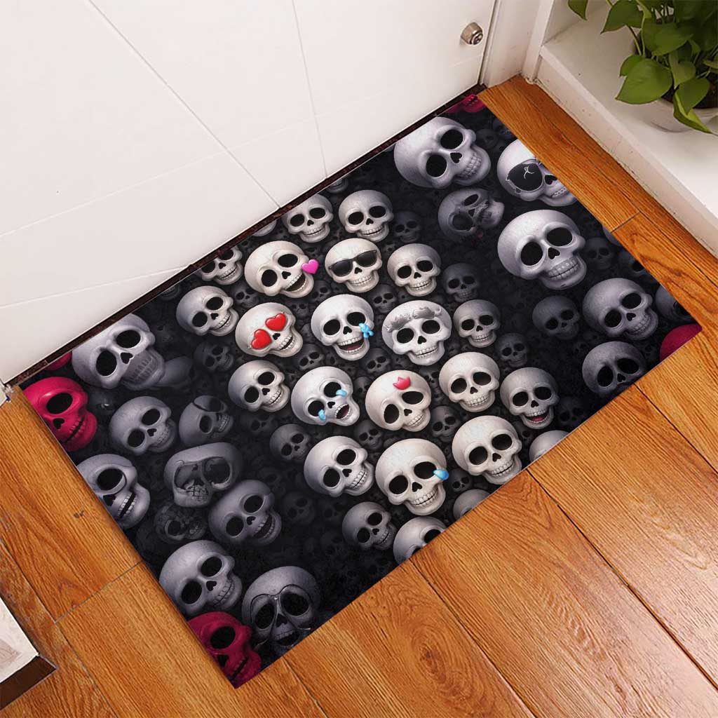 Emoji Skulls Rubber Doormat Moodboard of the Dead
