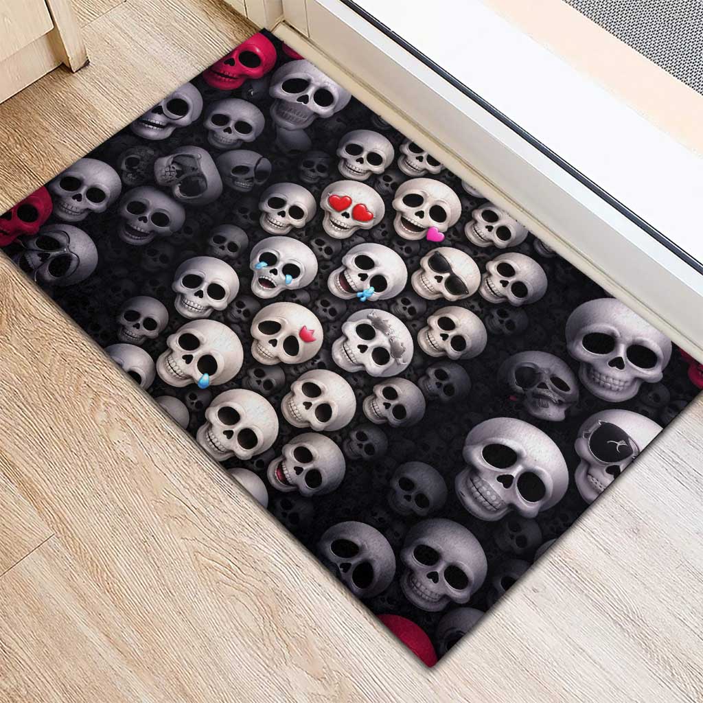Emoji Skulls Rubber Doormat Moodboard of the Dead