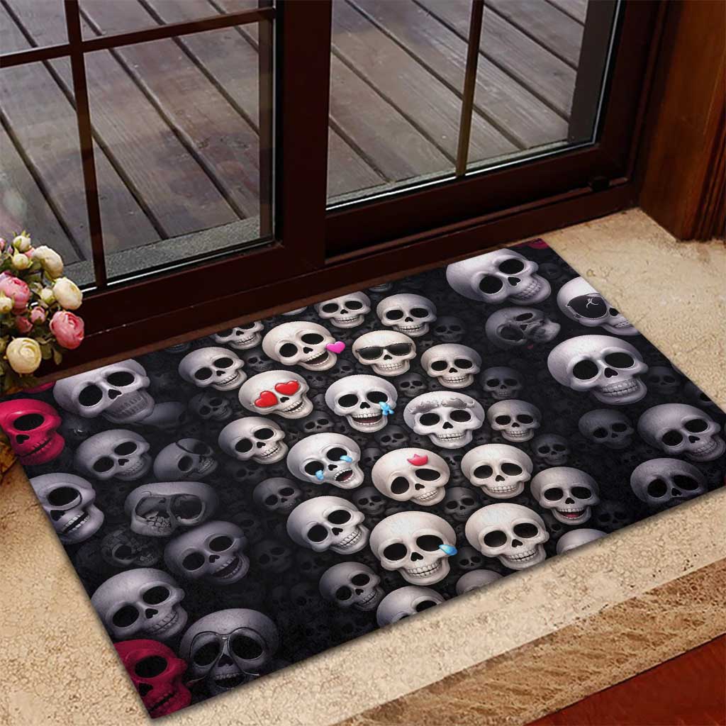 Emoji Skulls Rubber Doormat Moodboard of the Dead