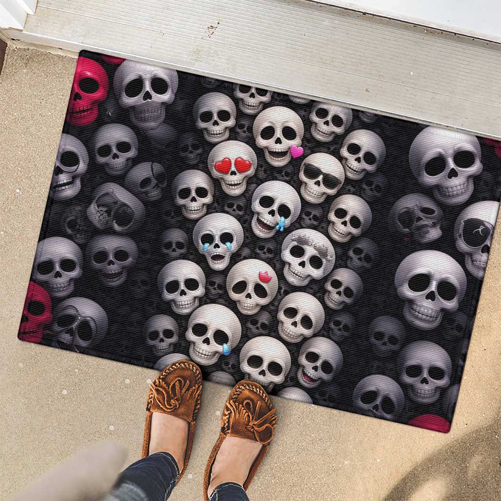 Emoji Skulls Rubber Doormat Moodboard of the Dead