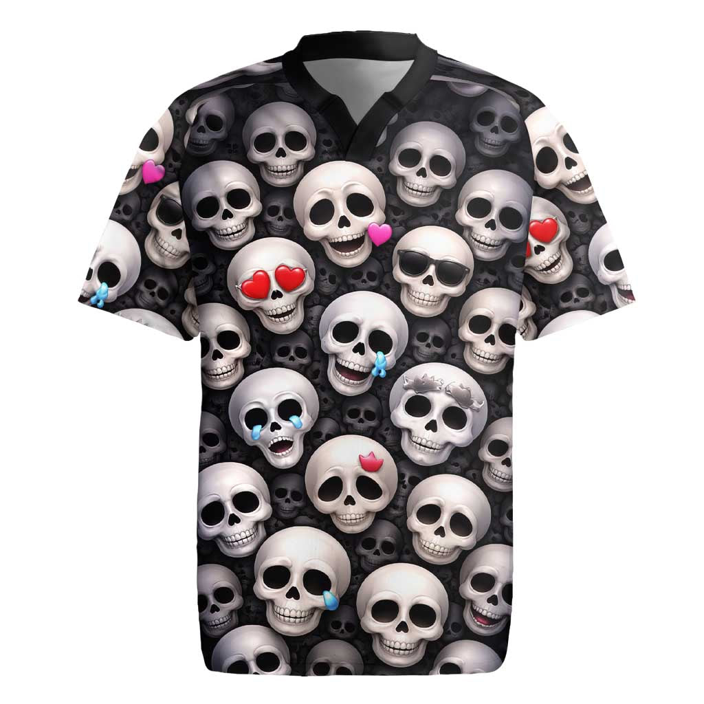 Emoji Skulls Rugby Jersey Moodboard of the Dead