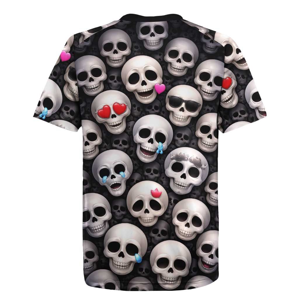 Emoji Skulls Rugby Jersey Moodboard of the Dead