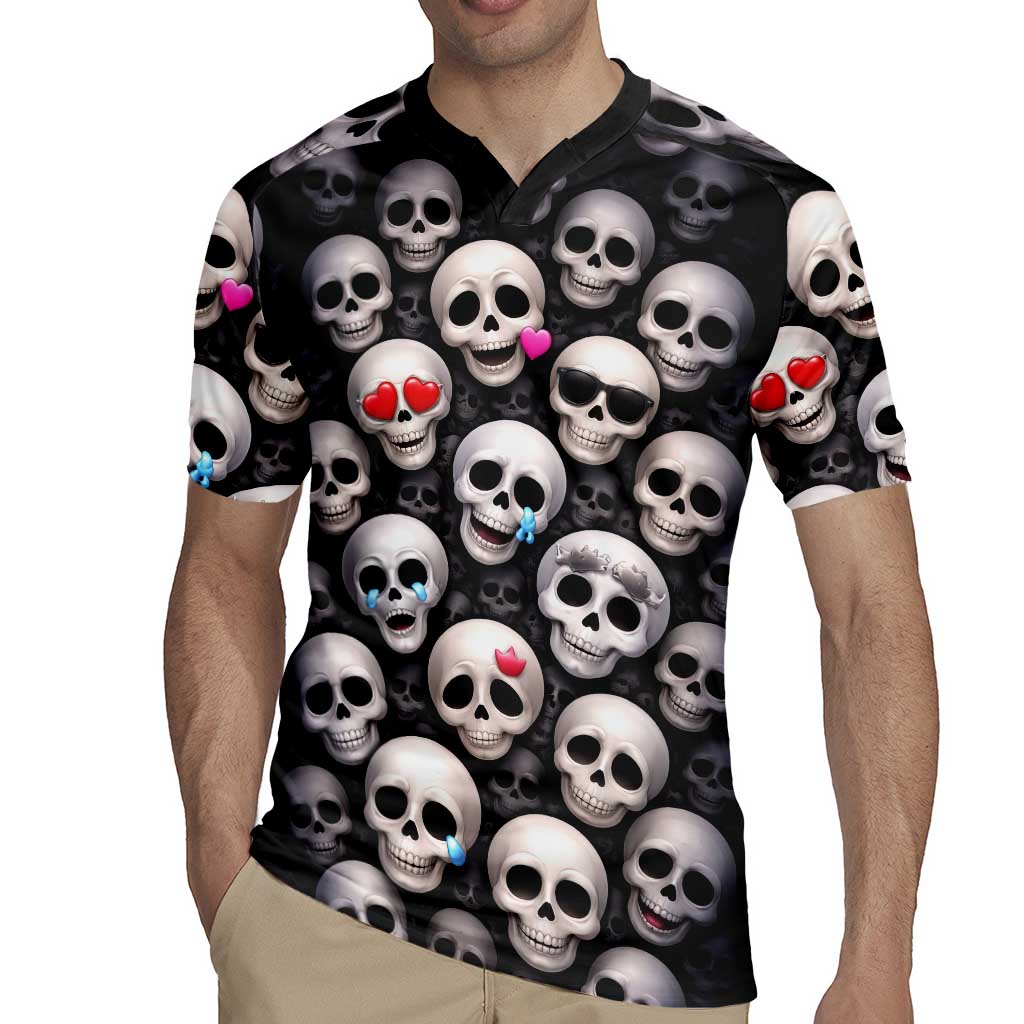 Emoji Skulls Rugby Jersey Moodboard of the Dead