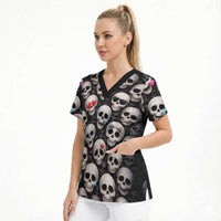 Emoji Skulls Scrub Top Moodboard of the Dead
