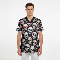 Emoji Skulls Scrub Top Moodboard of the Dead