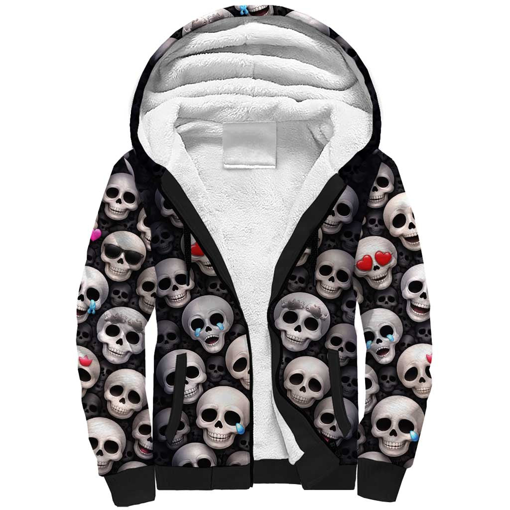 Emoji Skulls Sherpa Hoodie Moodboard of the Dead