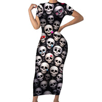 Emoji Skulls Short Sleeve Bodycon Dress Moodboard of the Dead