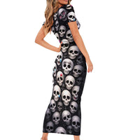 Emoji Skulls Short Sleeve Bodycon Dress Moodboard of the Dead