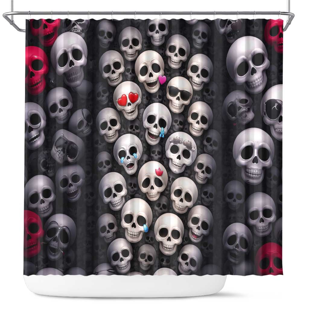 Emoji Skulls Shower Curtain Moodboard of the Dead