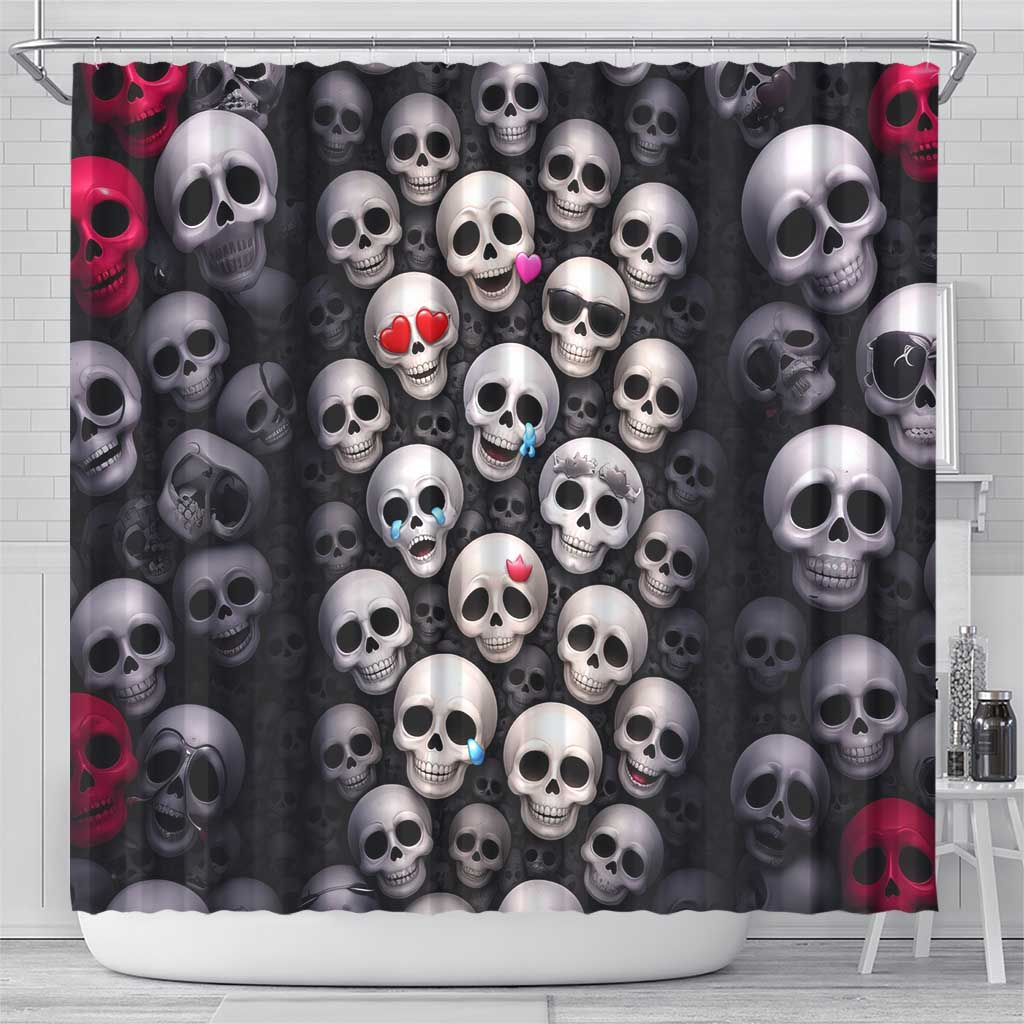Emoji Skulls Shower Curtain Moodboard of the Dead