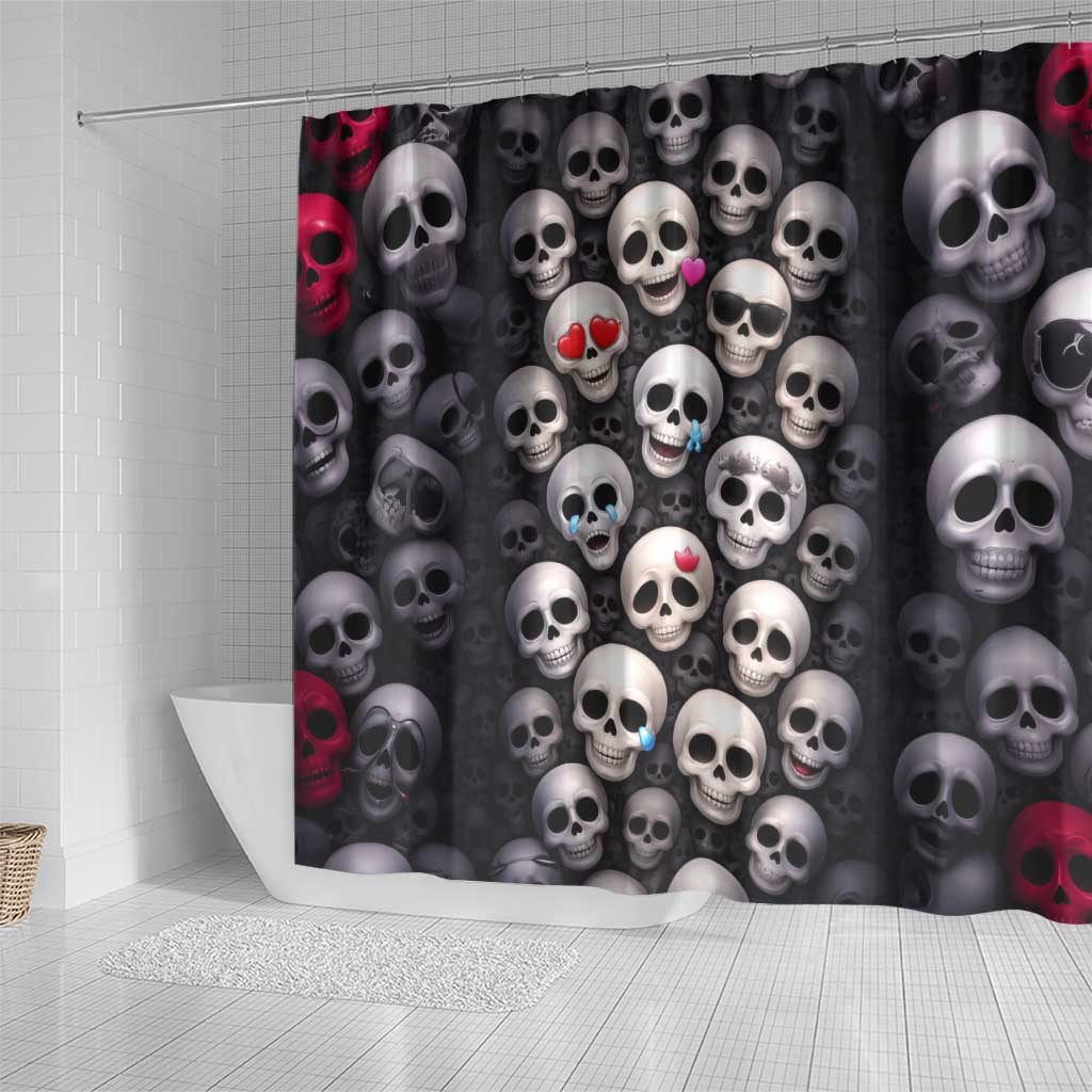Emoji Skulls Shower Curtain Moodboard of the Dead