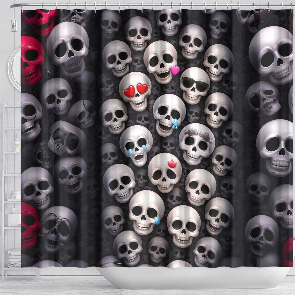 Emoji Skulls Shower Curtain Moodboard of the Dead