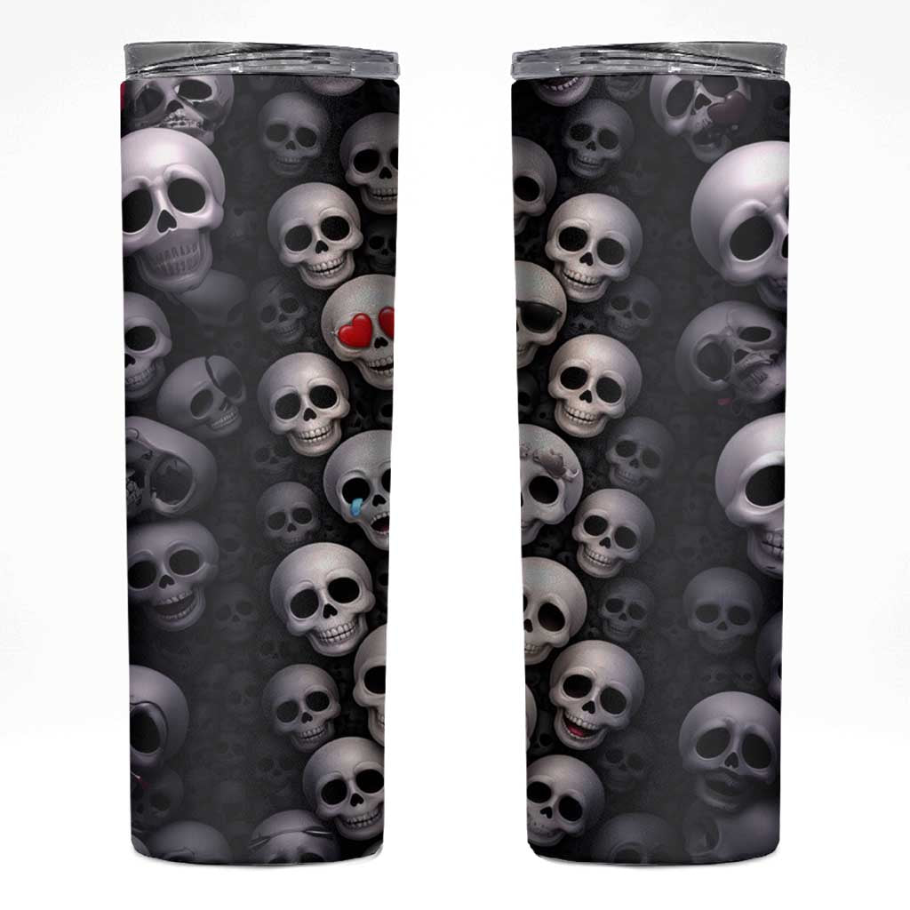 Emoji Skulls Skinny Tumbler Moodboard of the Dead