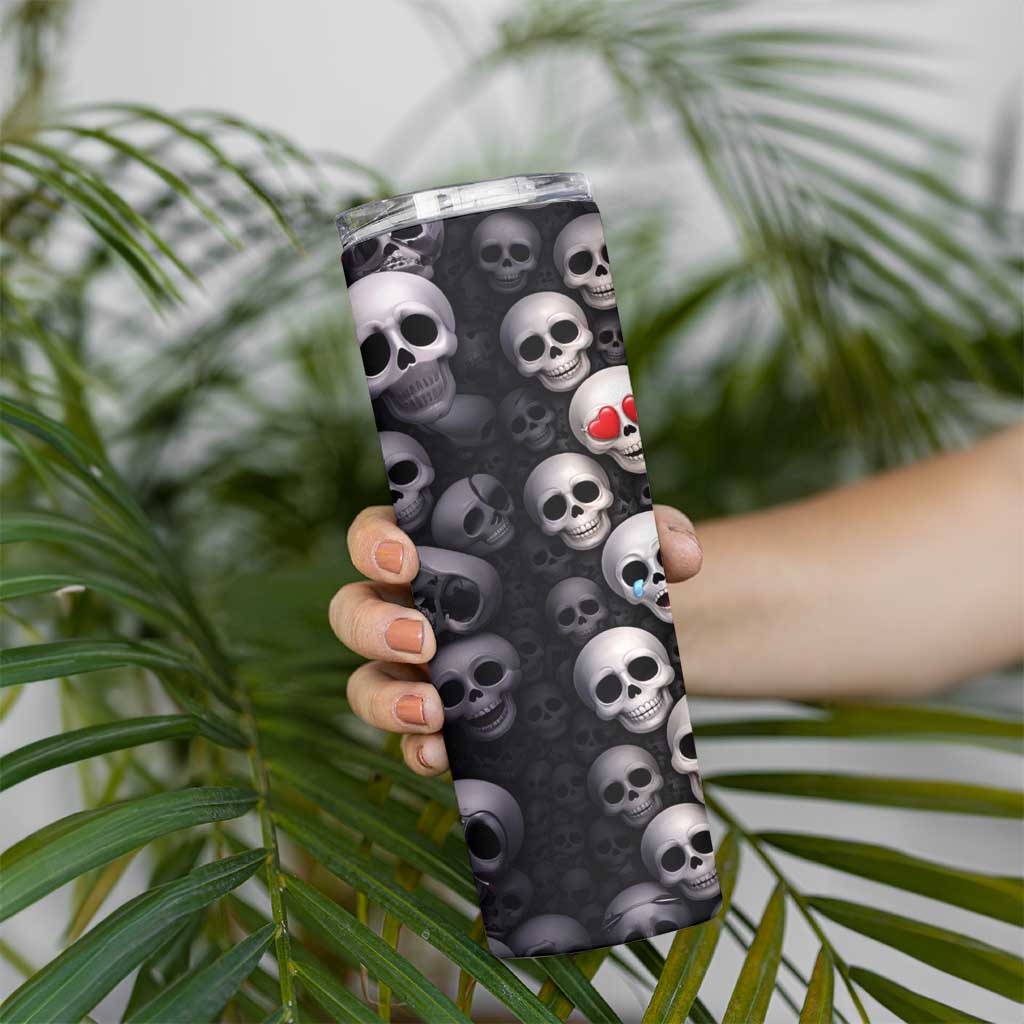 Emoji Skulls Skinny Tumbler Moodboard of the Dead