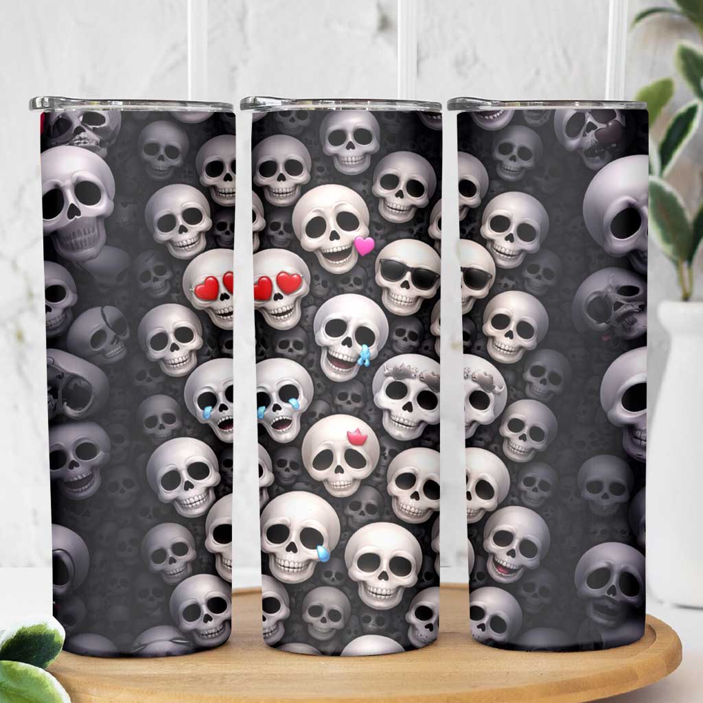 Emoji Skulls Skinny Tumbler Moodboard of the Dead