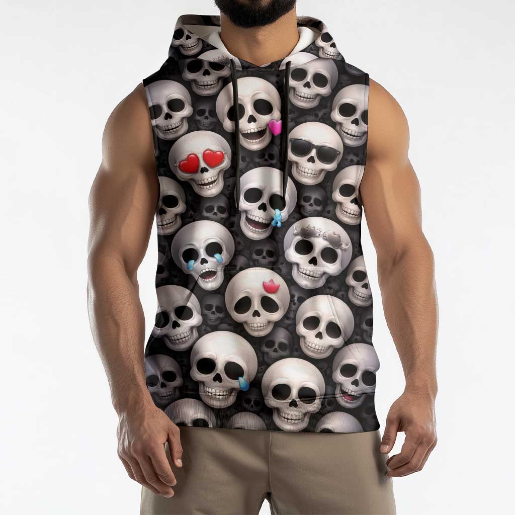 Emoji Skulls Sleeveless Hoodie Moodboard of the Dead