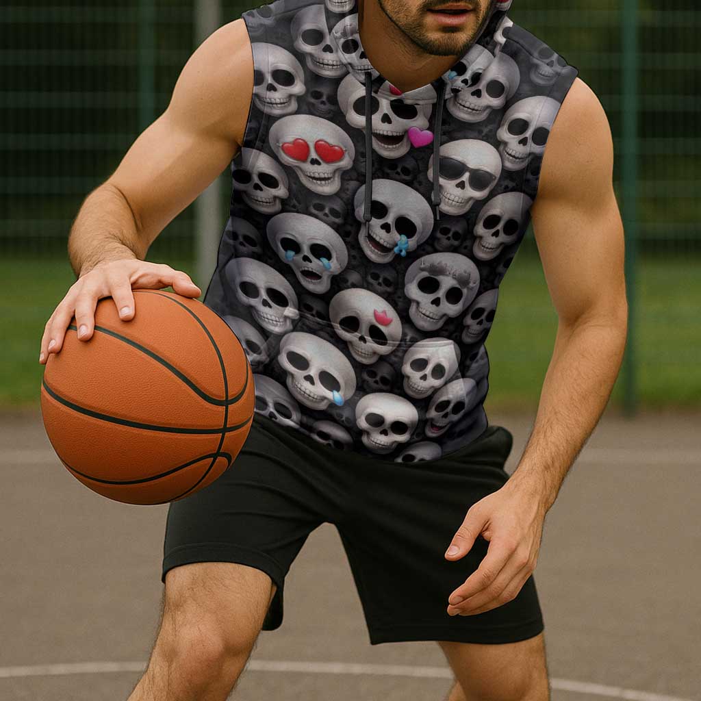 Emoji Skulls Sleeveless Hoodie Moodboard of the Dead