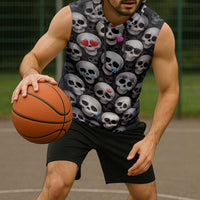 Emoji Skulls Sleeveless Hoodie Moodboard of the Dead