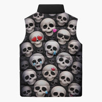Emoji Skulls Sleeveless Puffer Jacket Moodboard of the Dead