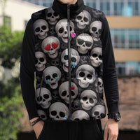 Emoji Skulls Sleeveless Puffer Jacket Moodboard of the Dead