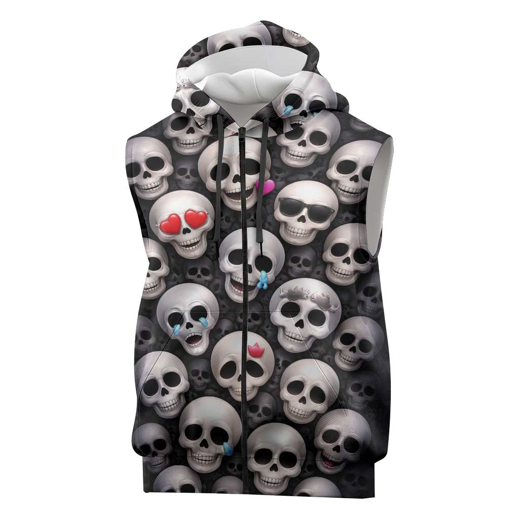 Emoji Skulls Sleeveless Zip Hoodie Moodboard of the Dead